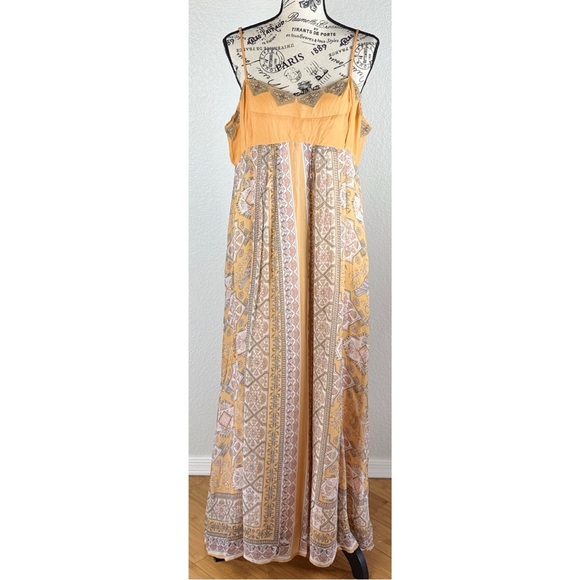 Anthropologie NWT Calida Maxi Bohemian Yellow Maxi Dress, size 16 Petite - Picture 3 of 12